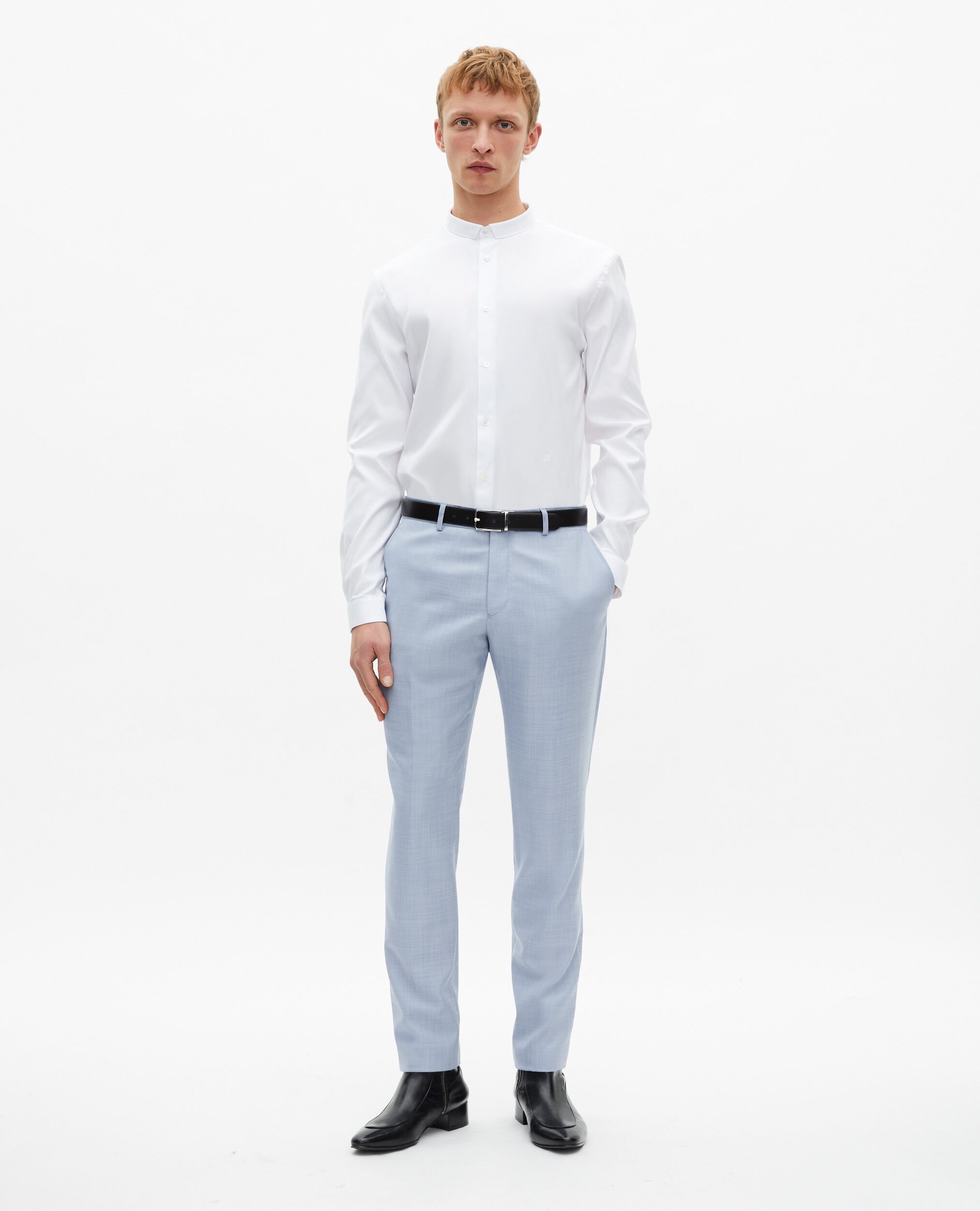 Light blue wool suit trousers fitted trousers, BLUE, hi-res image number null