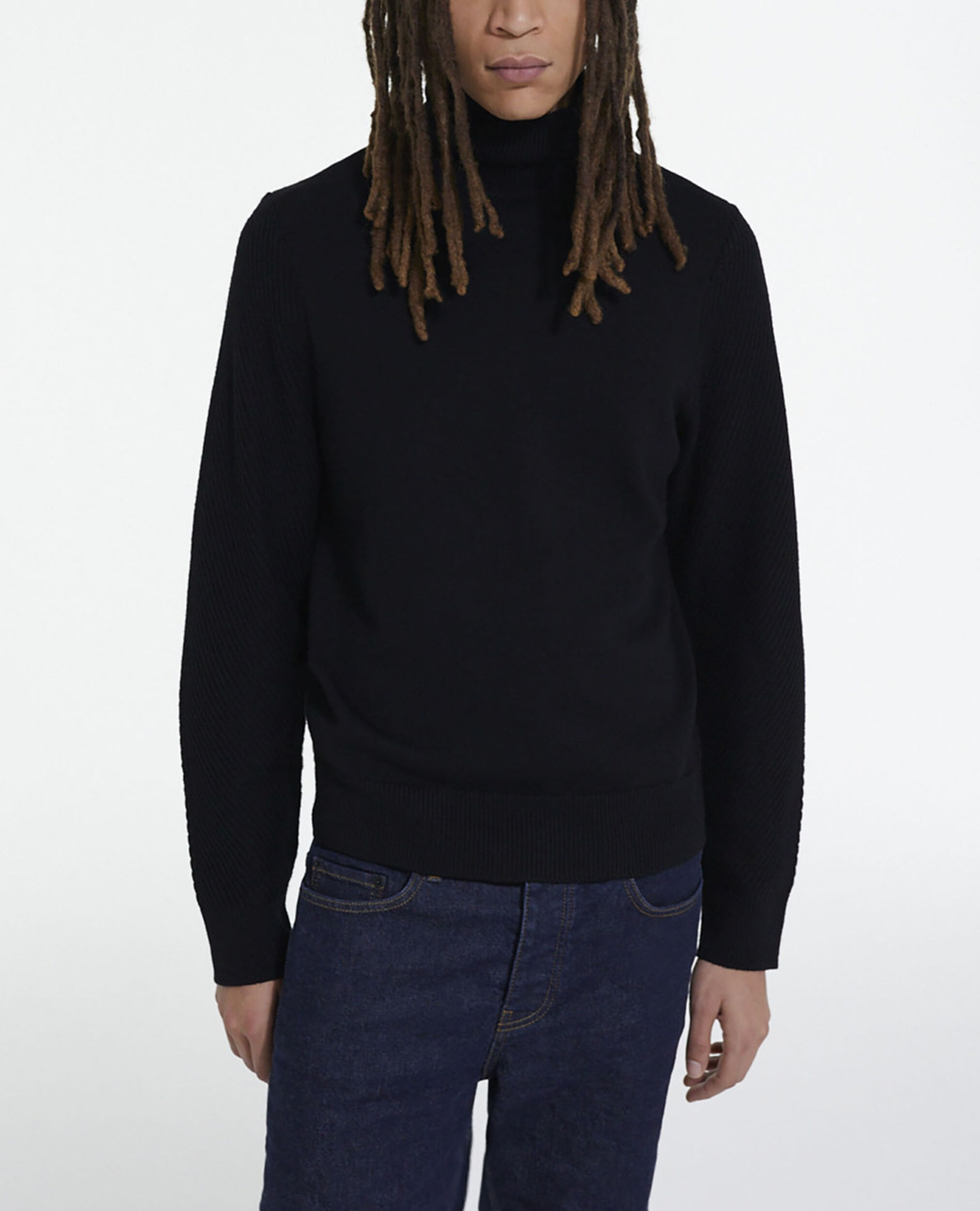 Black wool sweater, BLACK, hi-res image number null