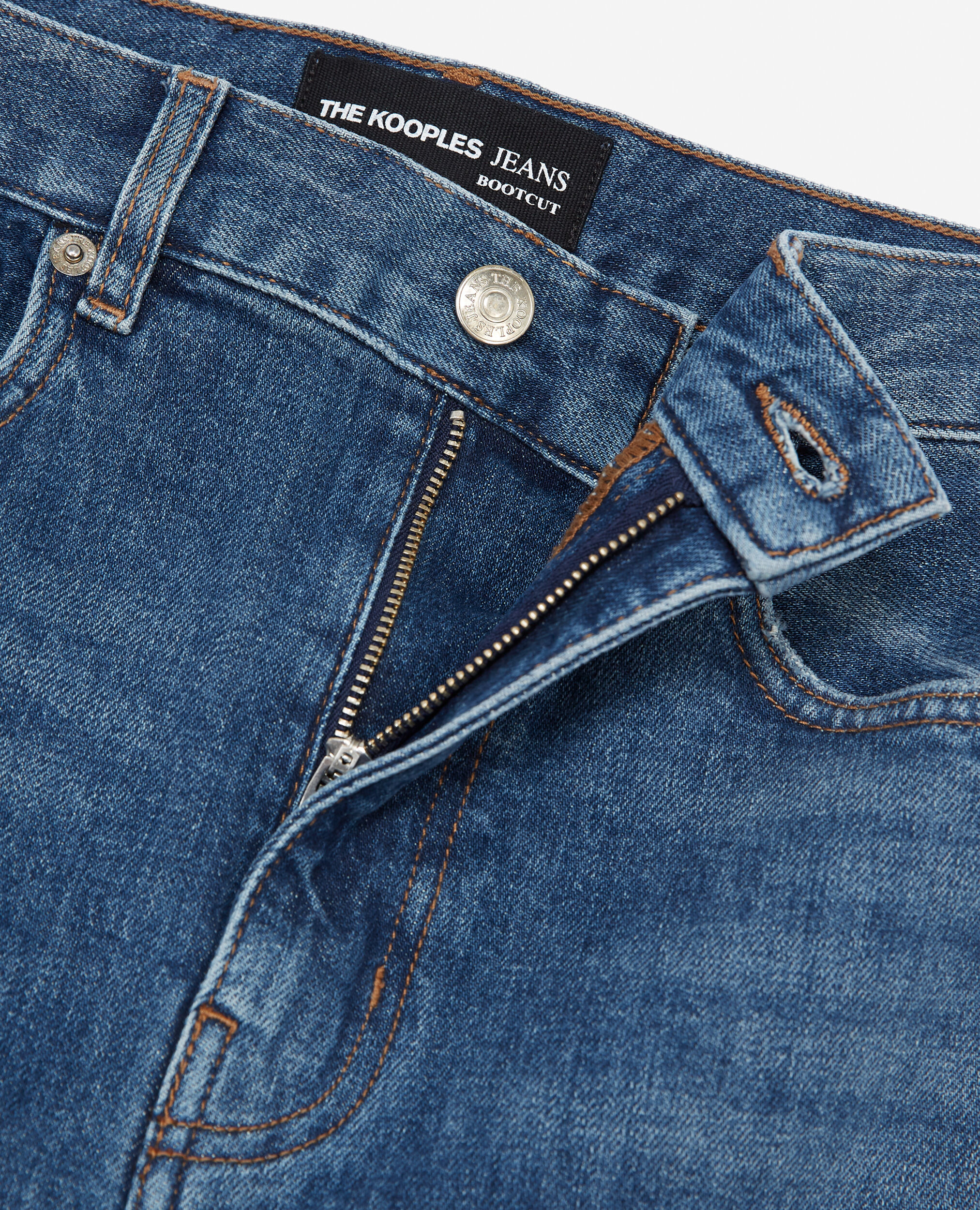 High-waist bootcut blue jeans, BLUE DENIM, hi-res image number null