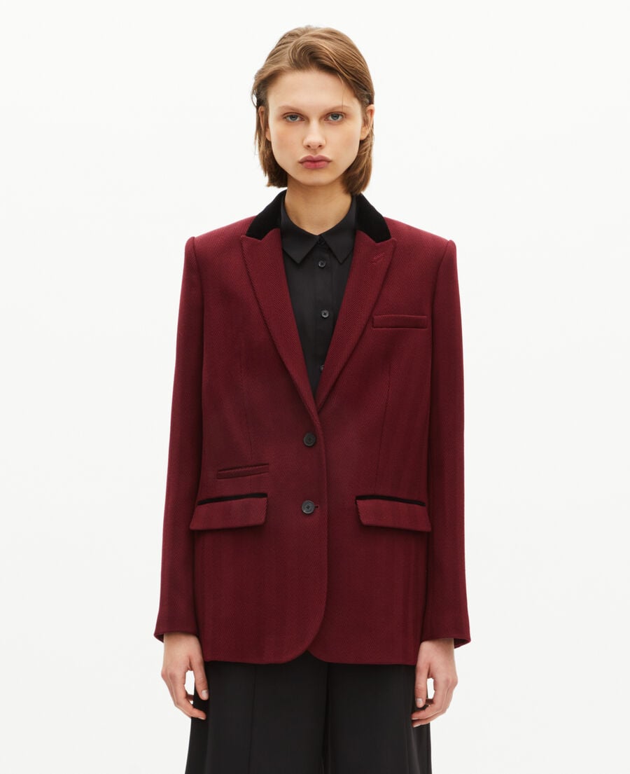 The Kooples DAMEN WINE RED jacke mit samtkragen in bordeaux