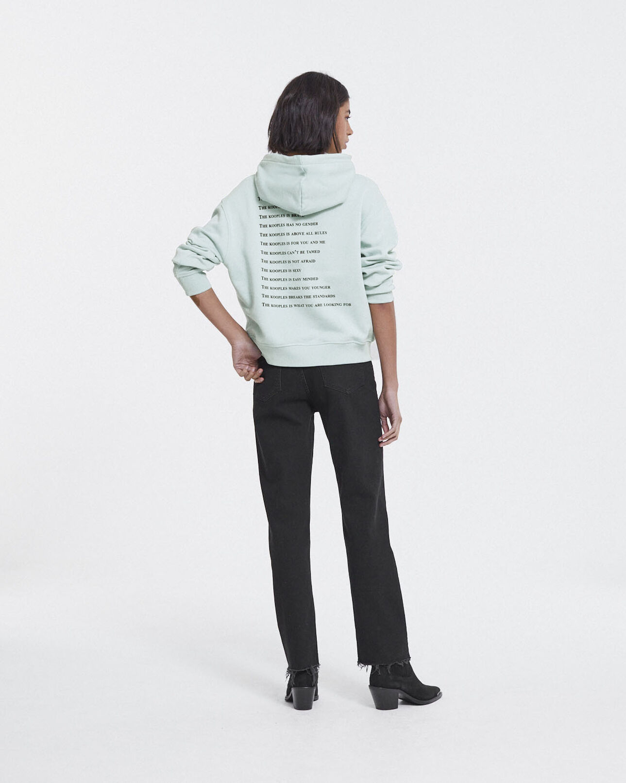 The Kooples FEMME GRIS BLEU sweat bleu capuche what is the kooples