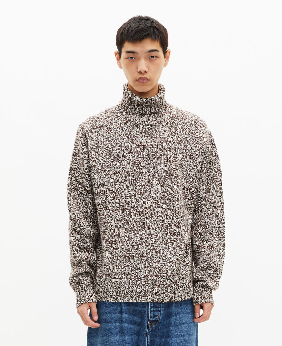 The Kooples HERREN BEIGE-BROWN mouliné-rollkragenpullover in beige und weiß