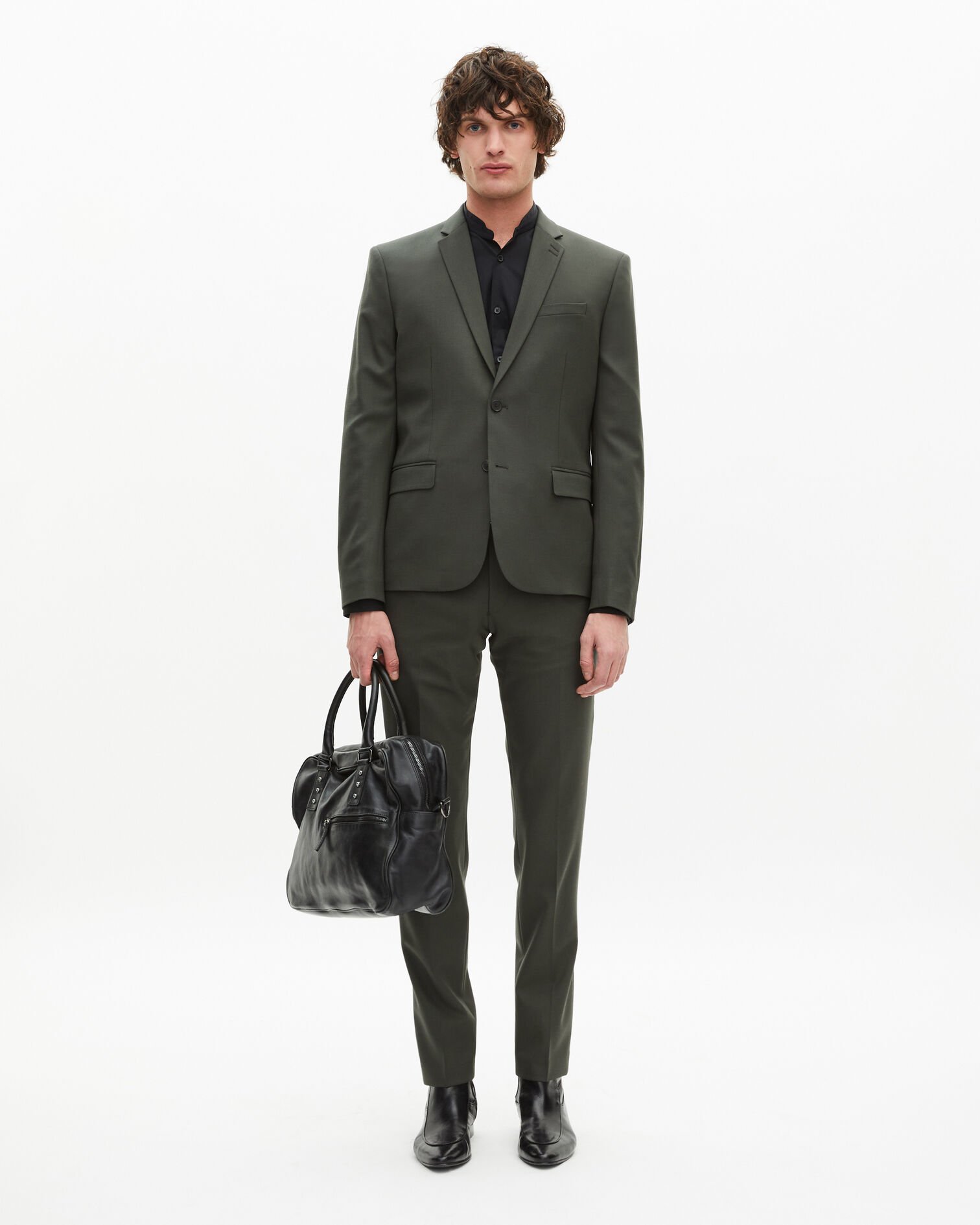 Khaki wool suit fitted jacket, KAKI, hi-res image number null
