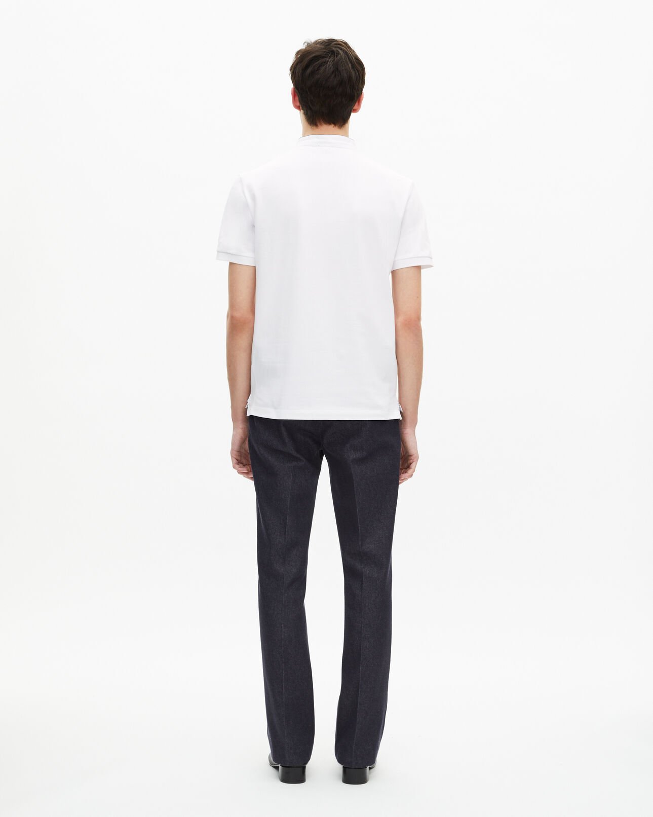 The Kooples HOMME WHITE / BLUE polo en coton piqué blanc
