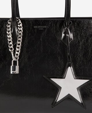 The Kooples FEMME BLACK sac cabas ming l en cuir craquel&eacute; noir