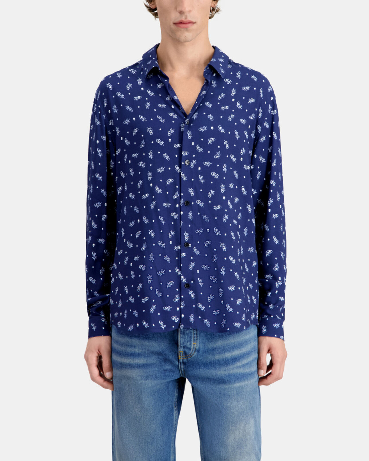 The Kooples MEN WHITE / NAVY printed shirt