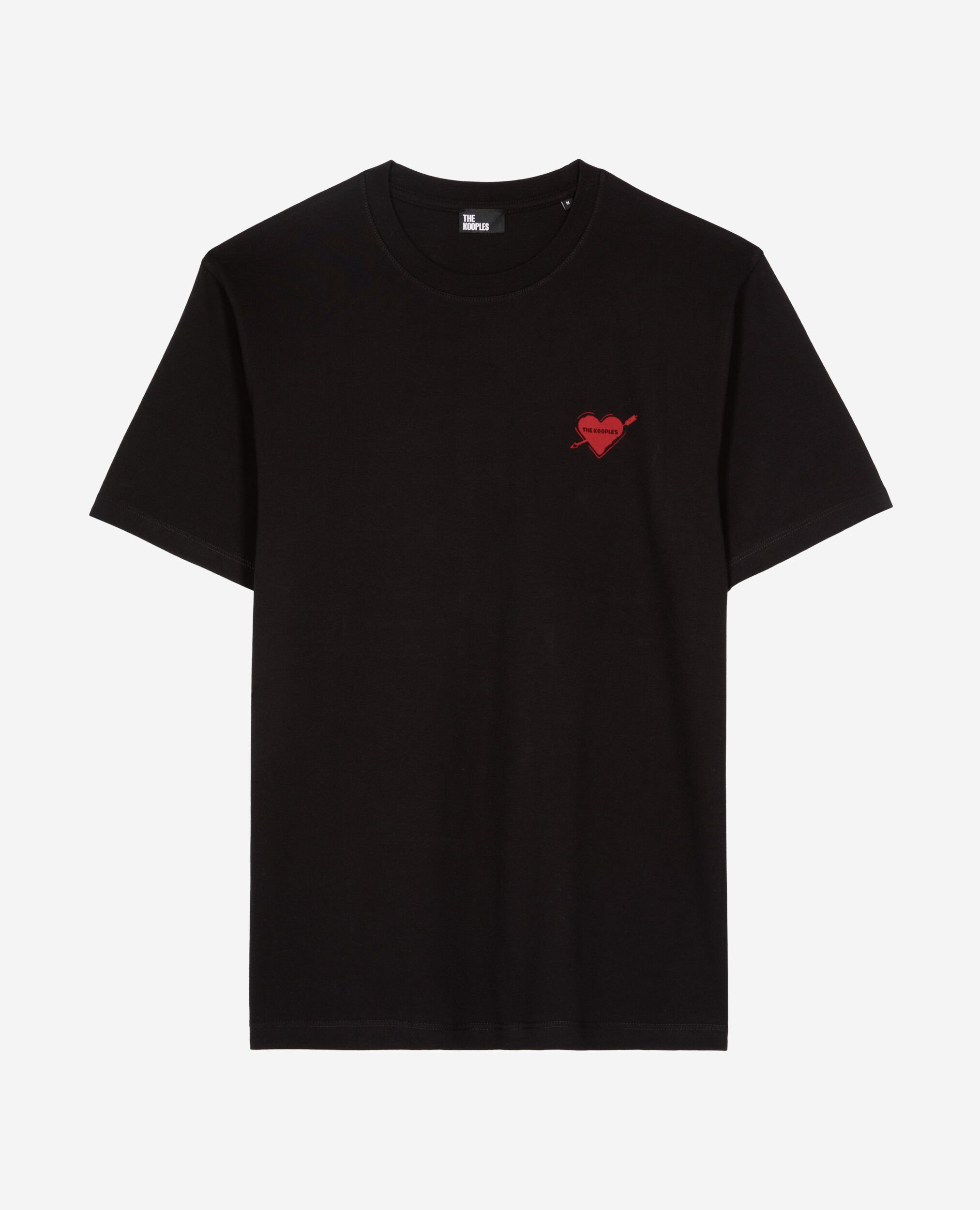 T-shirt with black heart flocking, BLACK, hi-res image number null
