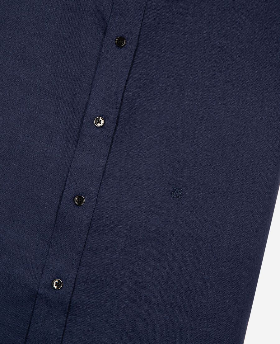 The Kooples H NAVY short-sleeved navy linen shirt