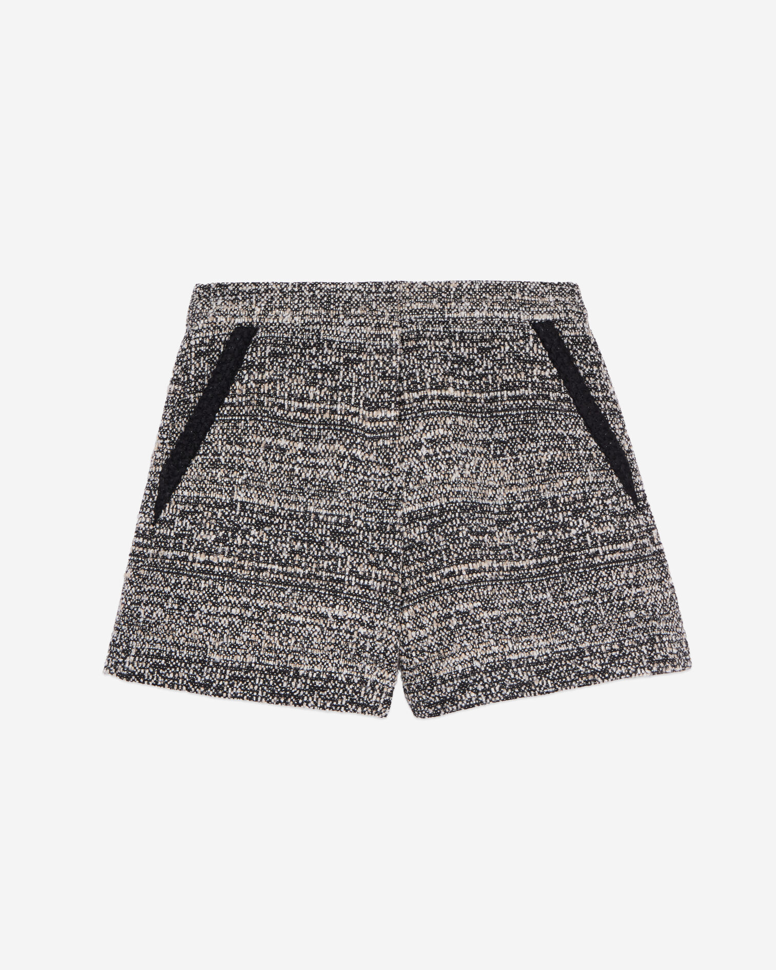 Black and white tweed shorts, BLACK WHITE, hi-res image number null