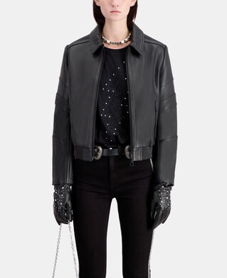 The Kooples F BLACK black leather biker jacket