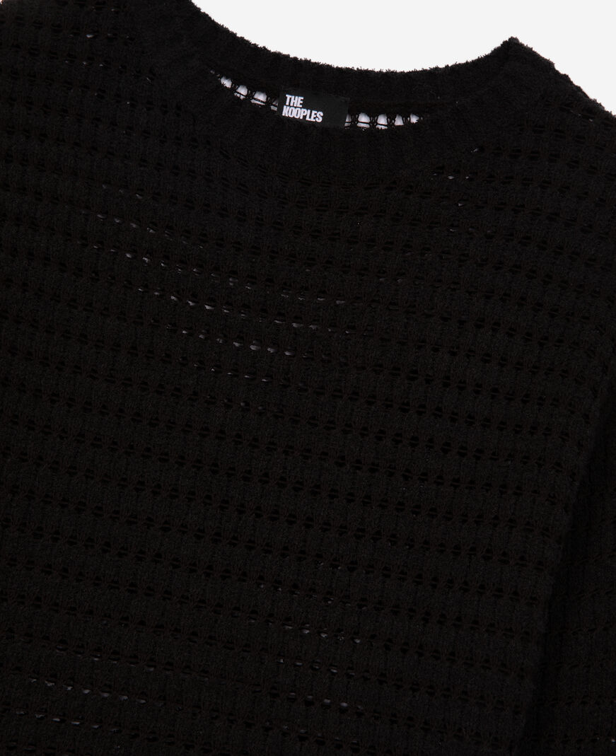 The Kooples WOMEN BLACK black openwork mixed sweater
