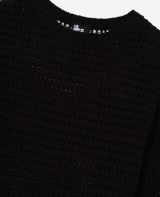 The Kooples WOMEN BLACK black openwork mixed sweater