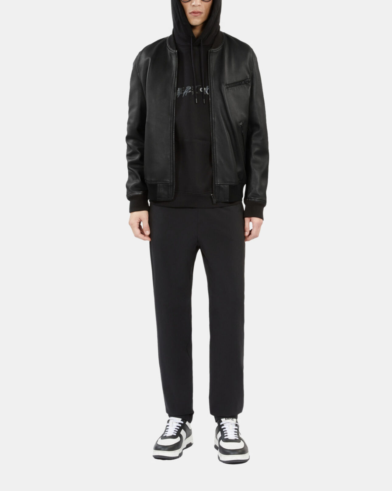 The Kooples HOMME BLACK blouson teddy en cuir noir