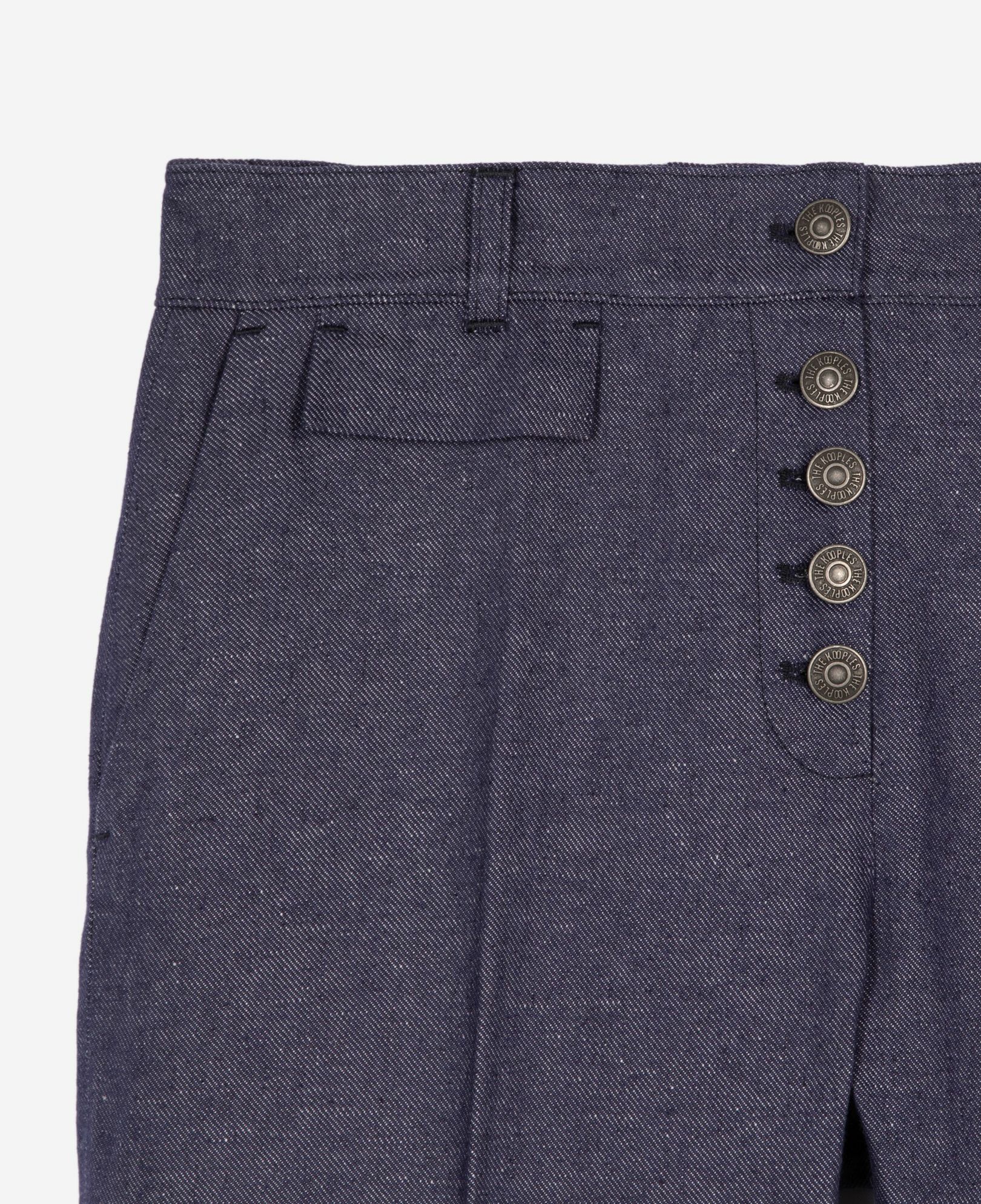 The Kooples WOMEN BLUE blue cotton and linen flared pants