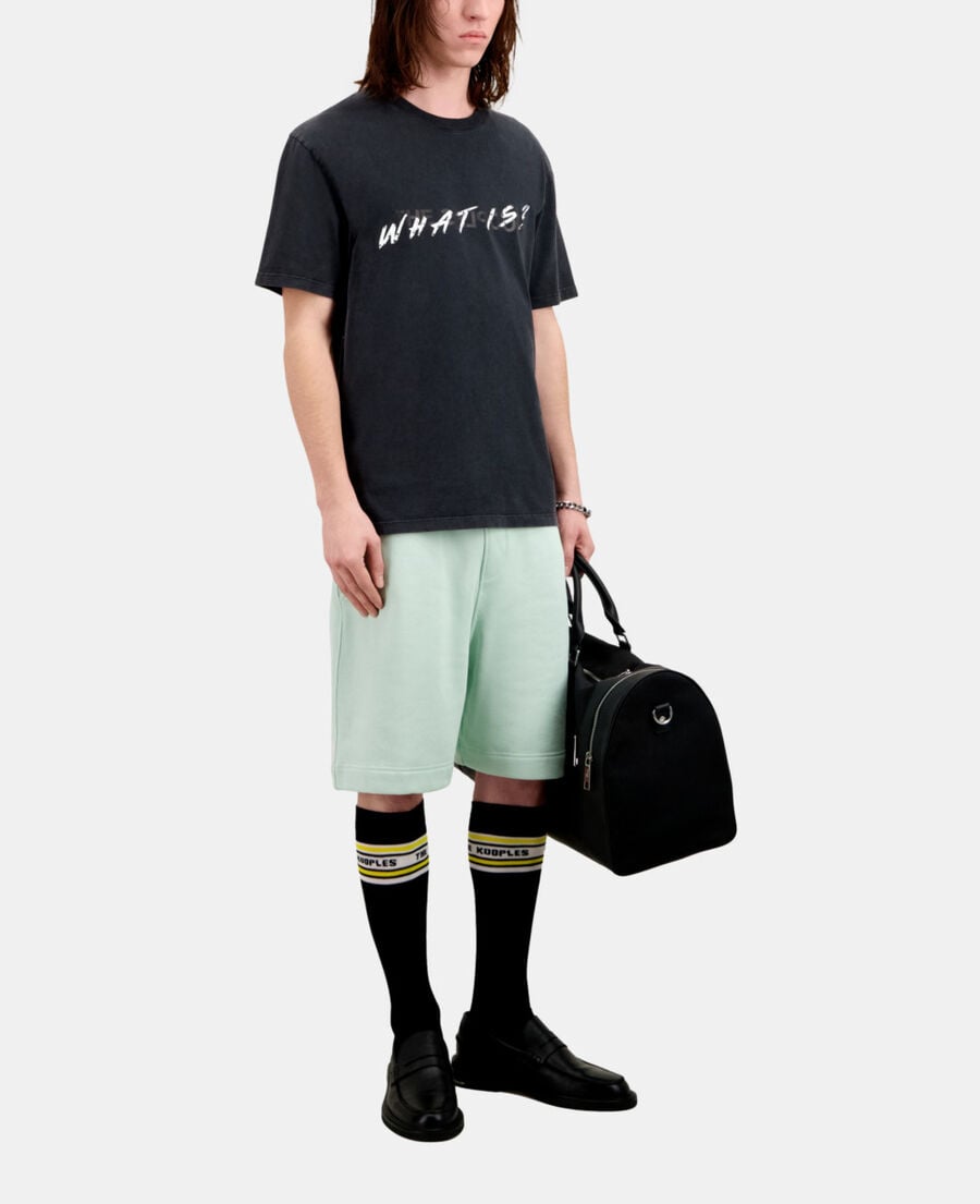 The Kooples HERREN BLACK WASHED schwarzes t-shirt mit „what is“-schriftzug