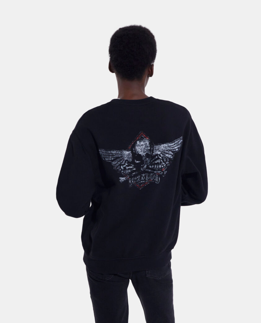 The Kooples FEMME BLACK WASHED sweat s&eacute;rigraphi&eacute; noir