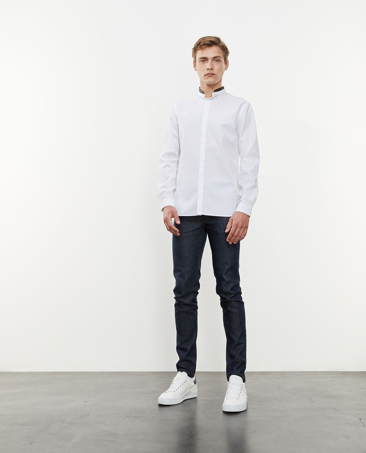 Chemise col officier cuir amovible