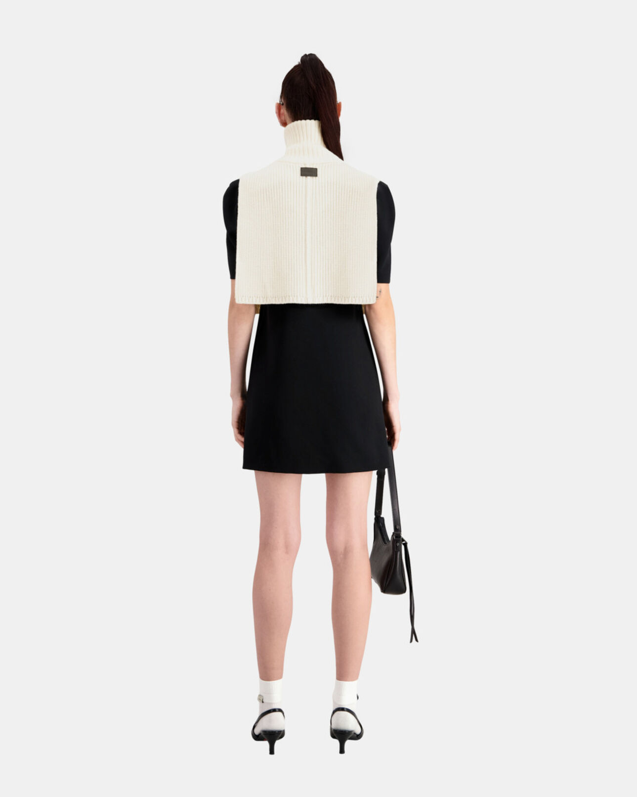 The Kooples FEMME ECRU col écharpe écru en laine côtelée