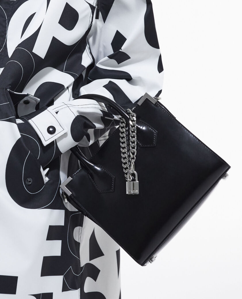 The Kooples WOMEN BLACK medium ming bag in black leather