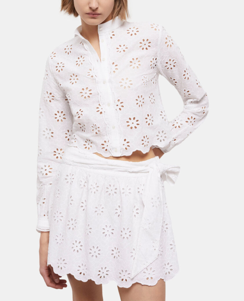 The Kooples WOMEN WHITE short white skirt with broderie anglaise