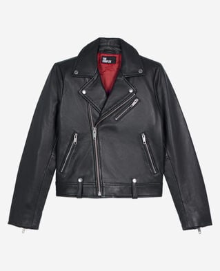 The Kooples WOMEN BLACK black leather biker jacket