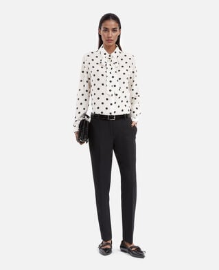 The Kooples DAMEN WHITE / BLACK weißes seidenhemd mit punkten