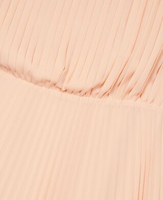 The Kooples DAMEN NUDE POUDRE langes asymmetrisches kleid mit plissee pfirsich