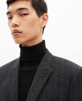 The Kooples HOMME PEARL GREY veste de costume droite à fines rayures gris foncé