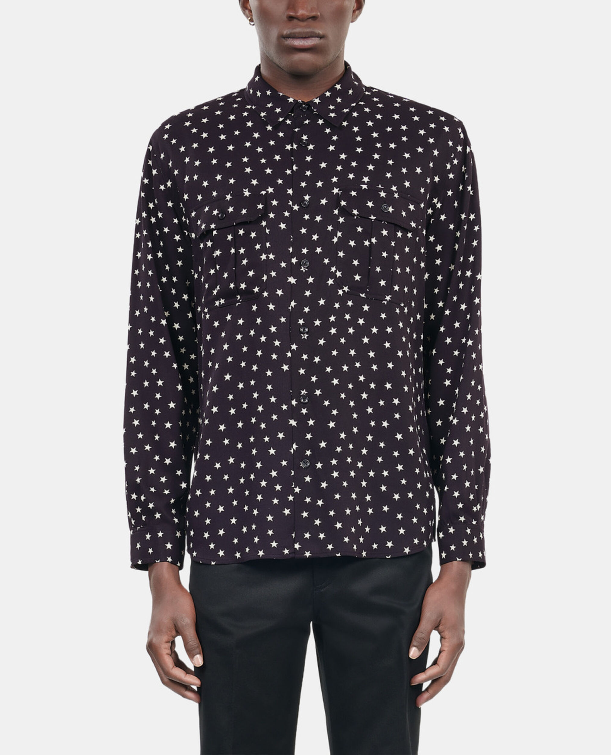 Star printed shirt, BLACK WHITE, hi-res image number null