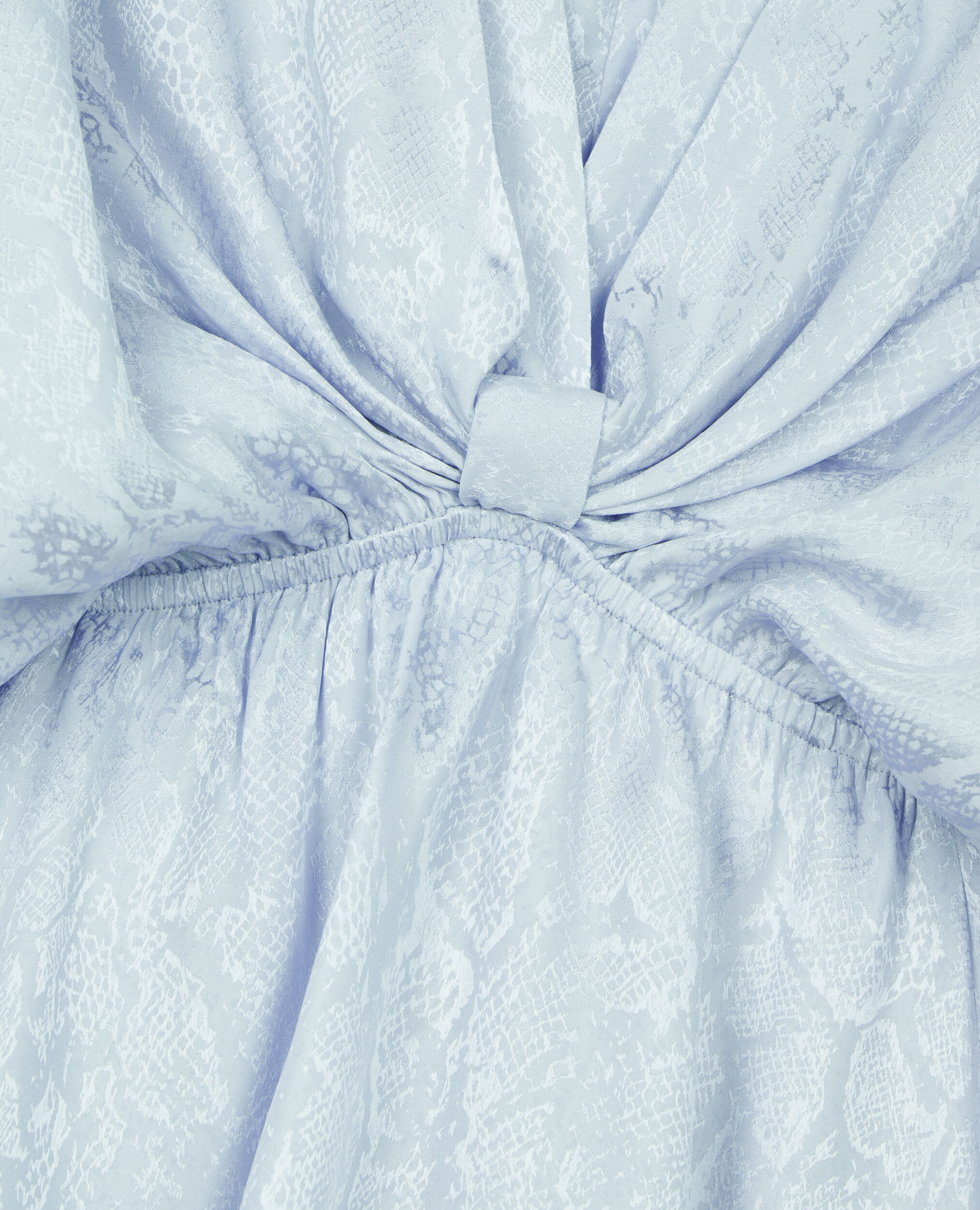Robe courte bleue python jacquard avec drapé, BLUE, hi-res image number null