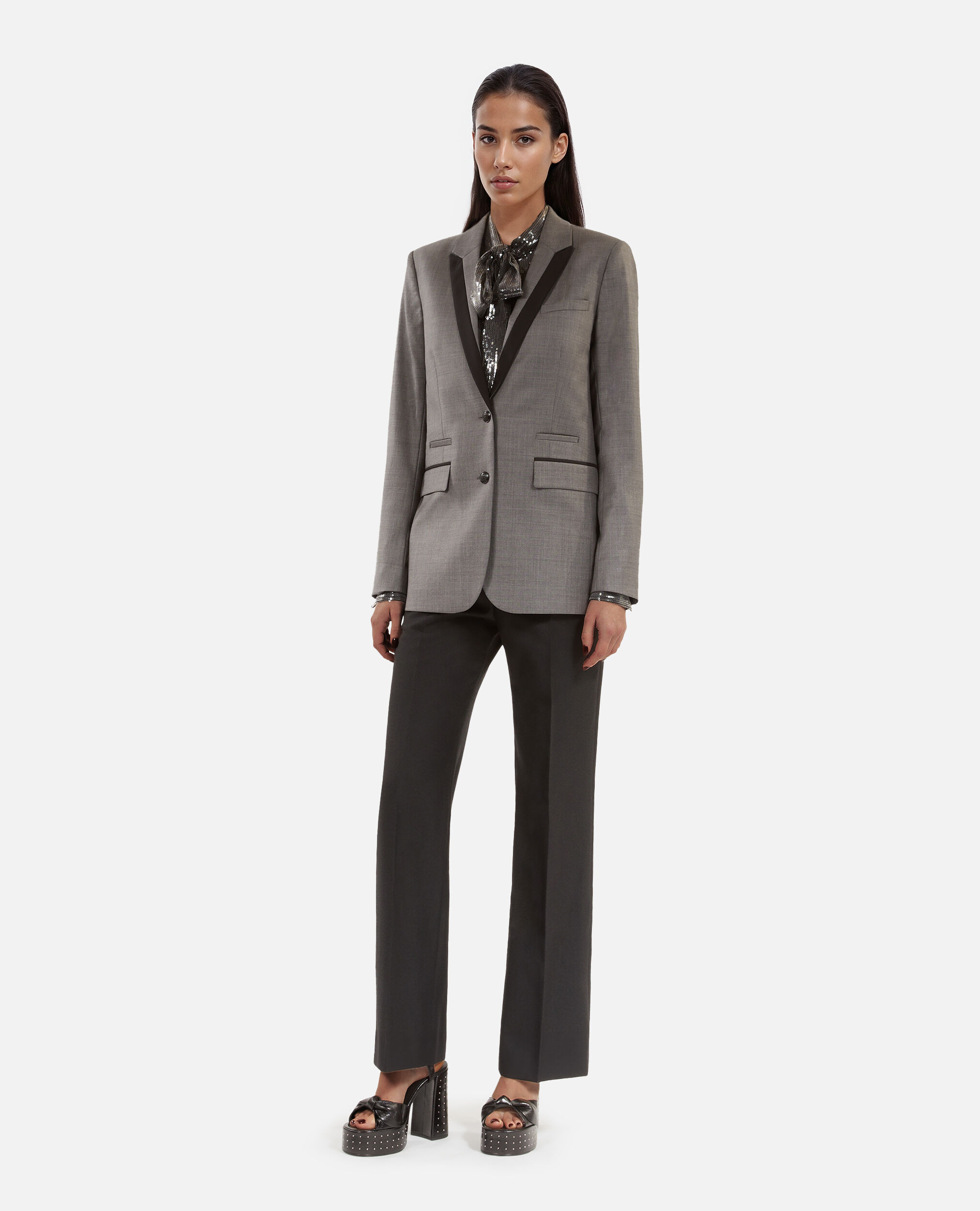 Chaqueta traje recta gris, DARK GREY, hi-res image number null