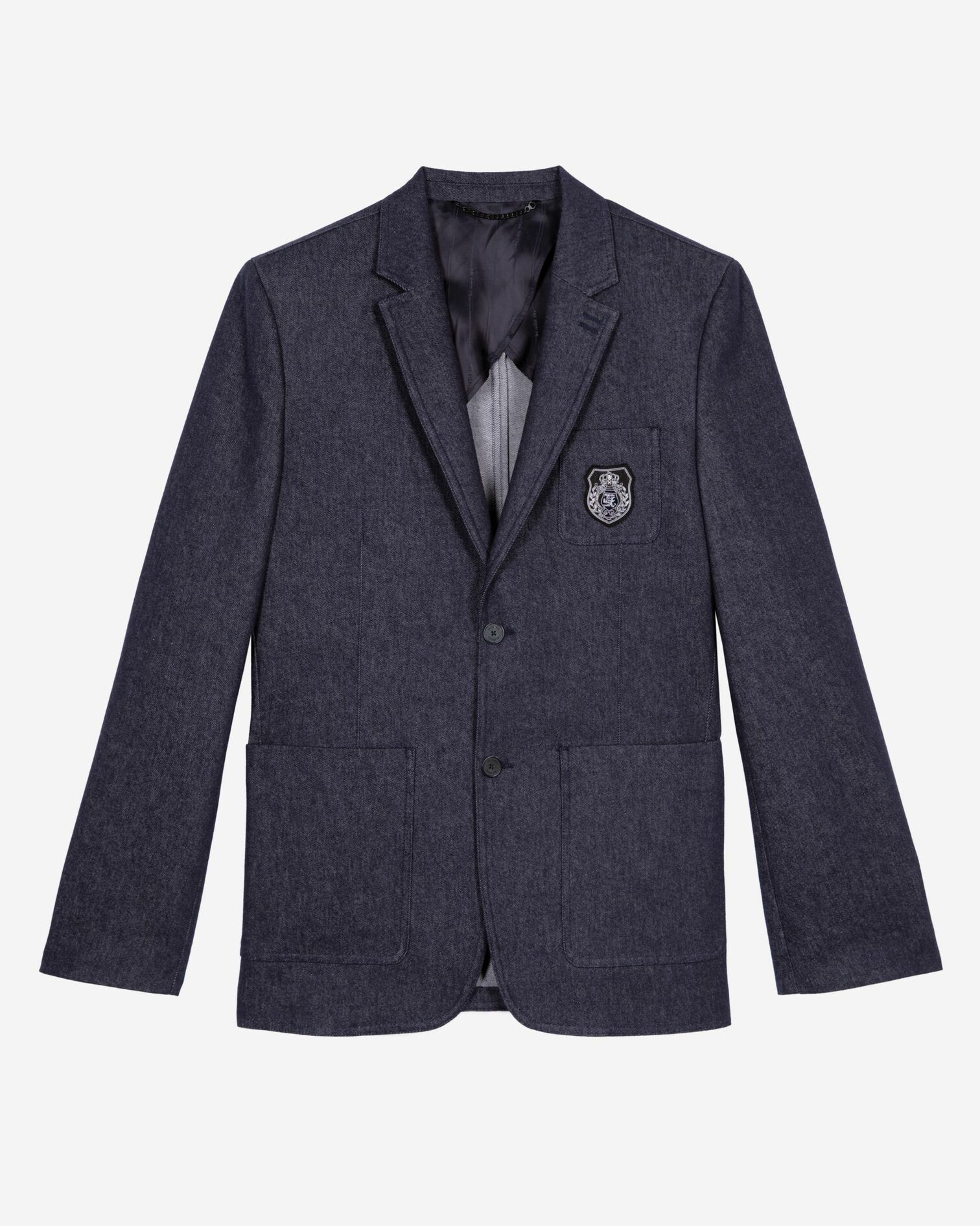 Chaqueta de traje azul efecto vaquero, NAVY, hi-res image number null