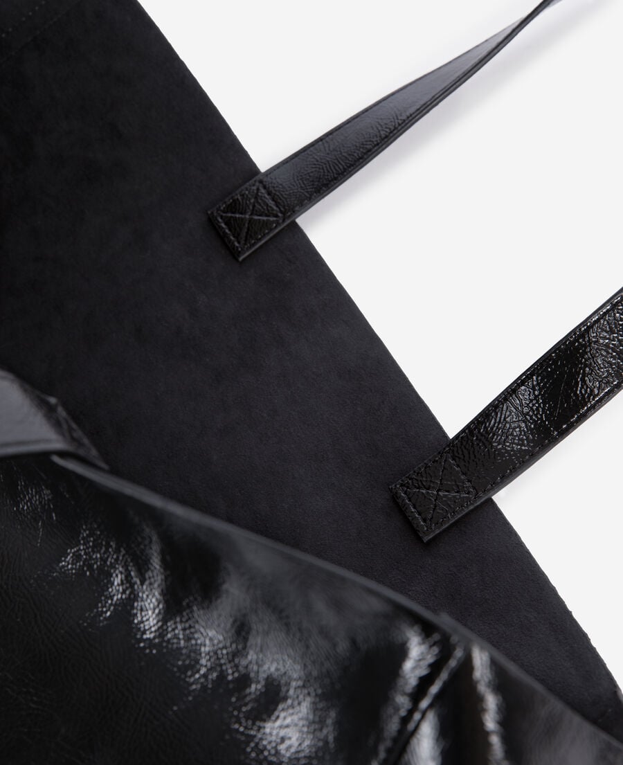 The Kooples WOMEN BLACK black leather-effect shopping bag