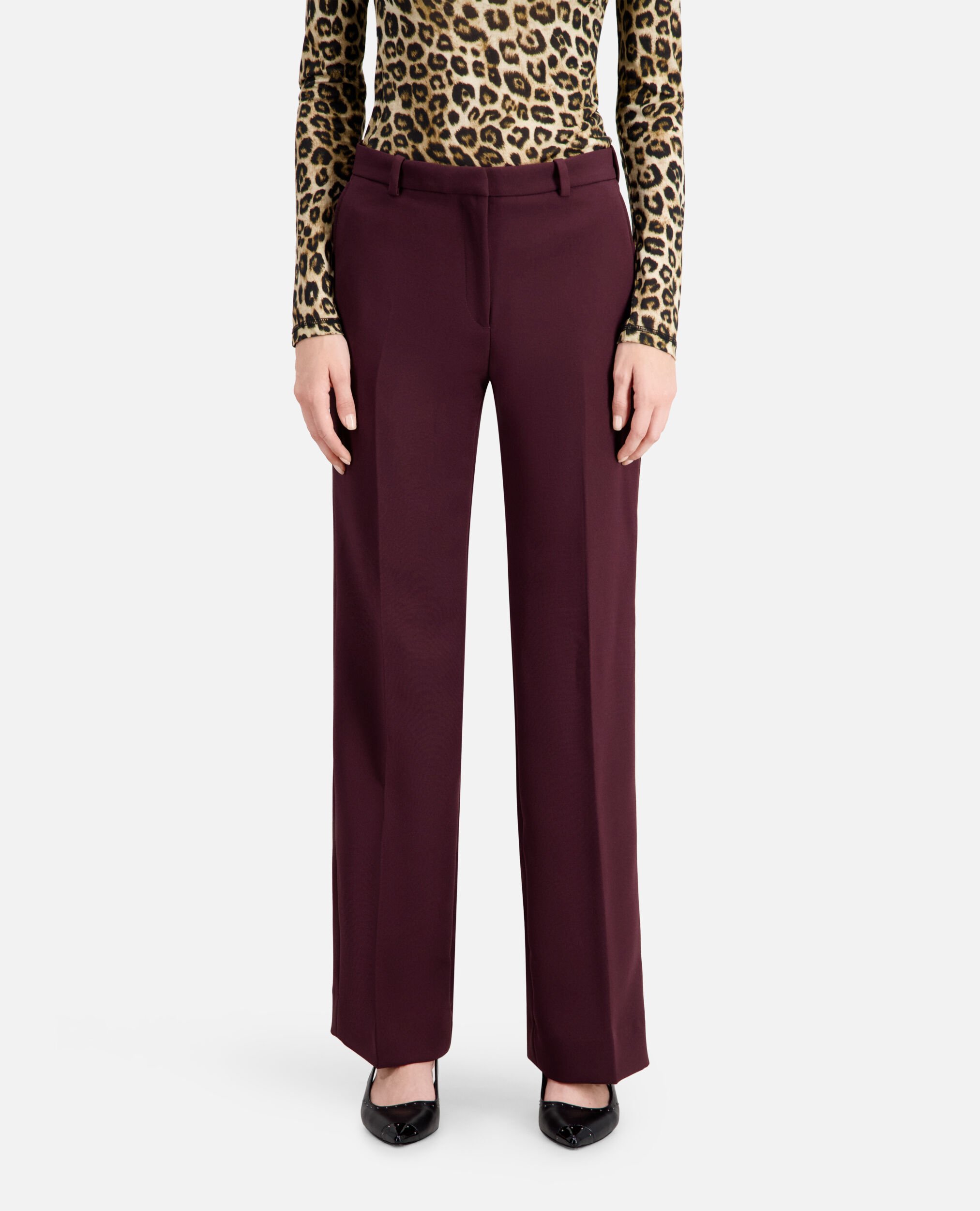 Burgundy crepe suit trousers, BURGUNDY, hi-res image number null