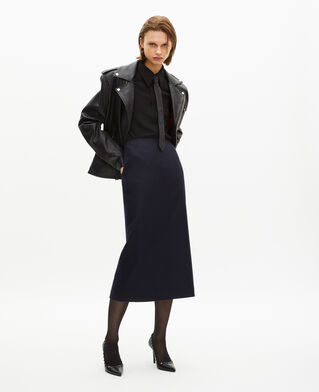 The Kooples F NAVY long navy pencil skirt