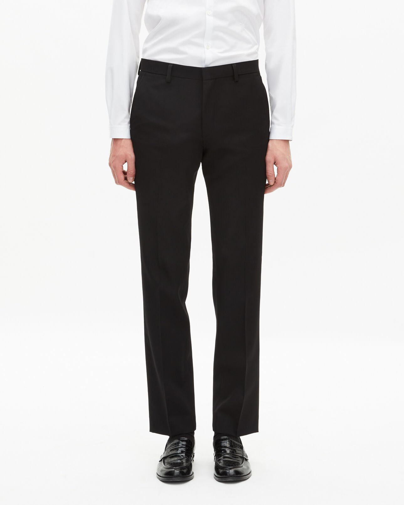 The Kooples HOMME BLACK pantalon de smoking avec détails en satin droit noir