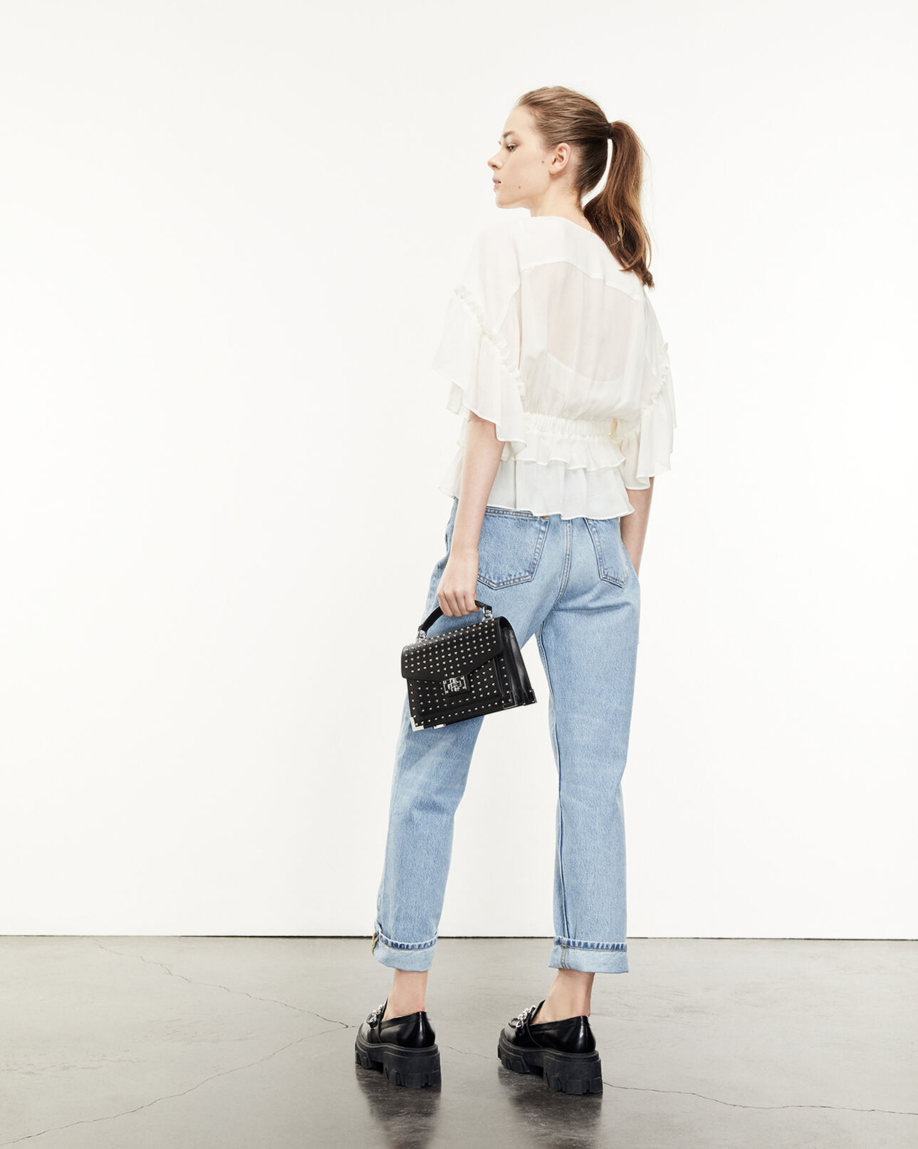 The Kooples DAMEN ECRU top fliessend ecrufarben volants