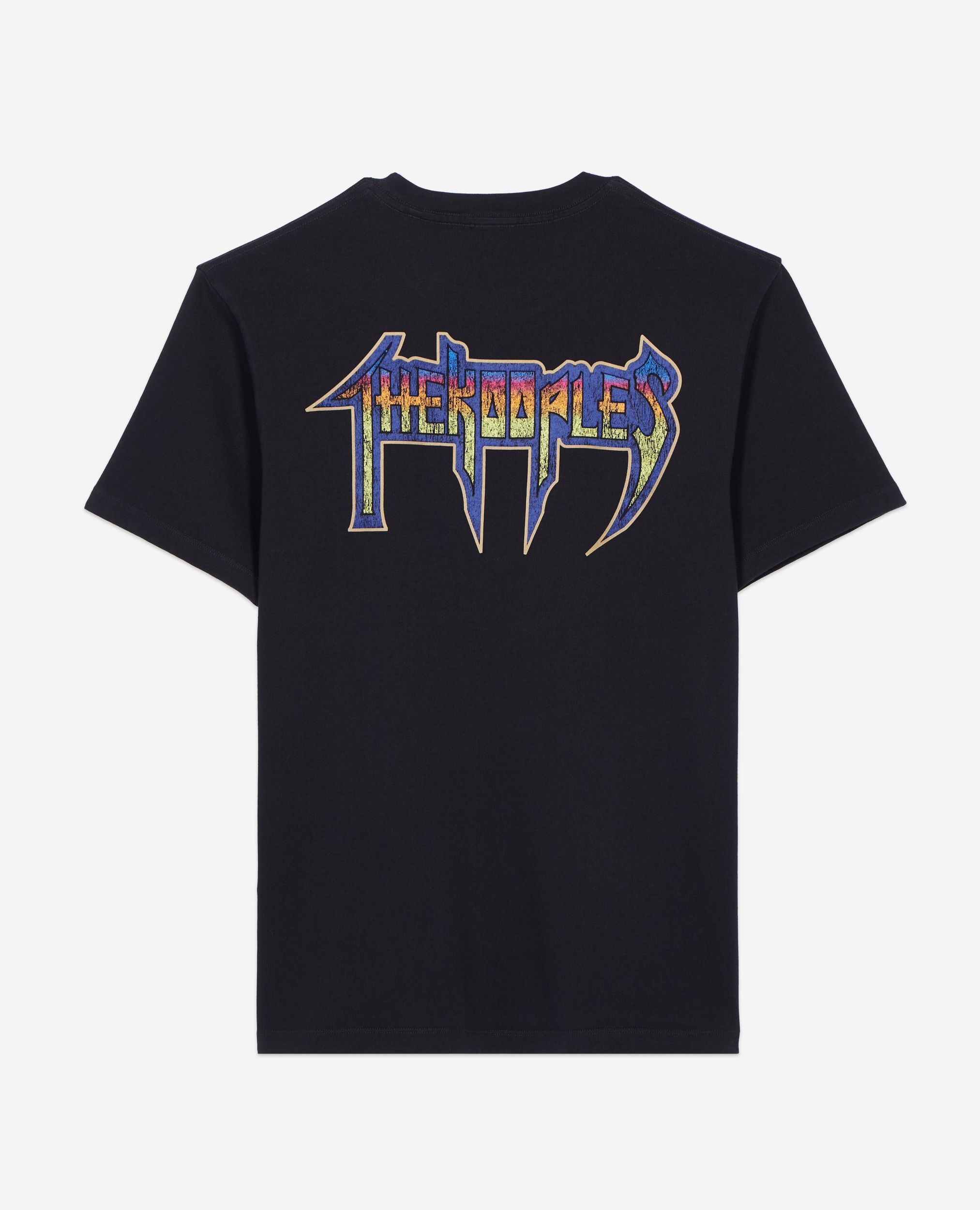 Black screen print T-shirt, BLACK WASHED, hi-res image number null