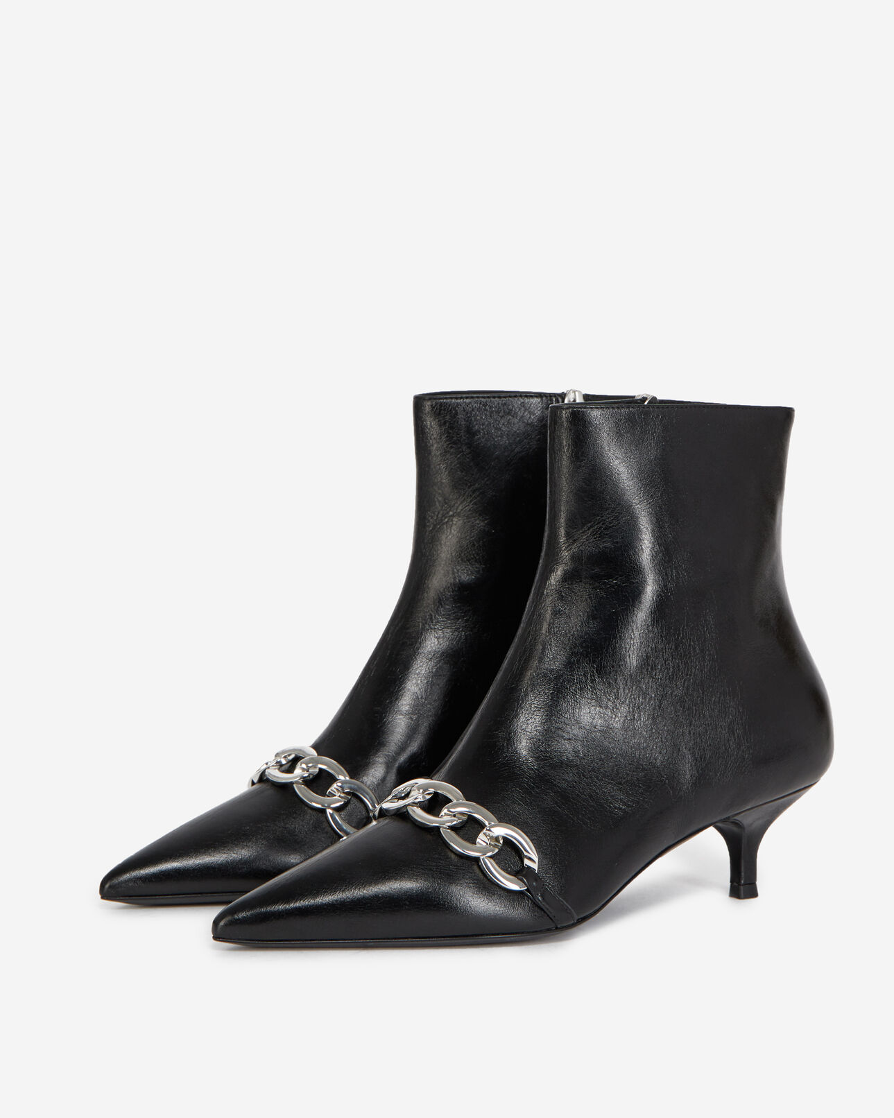 The Kooples FEMME BLACK bottines noires à talons détail chaîne