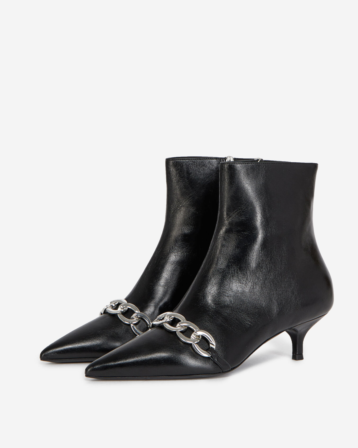 Bottines noires à talons détail chaîne, BLACK, hi-res image number null
