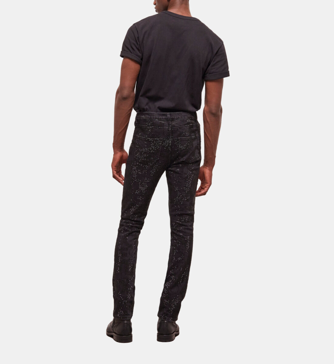 Black slim fit jeans with rhinestones