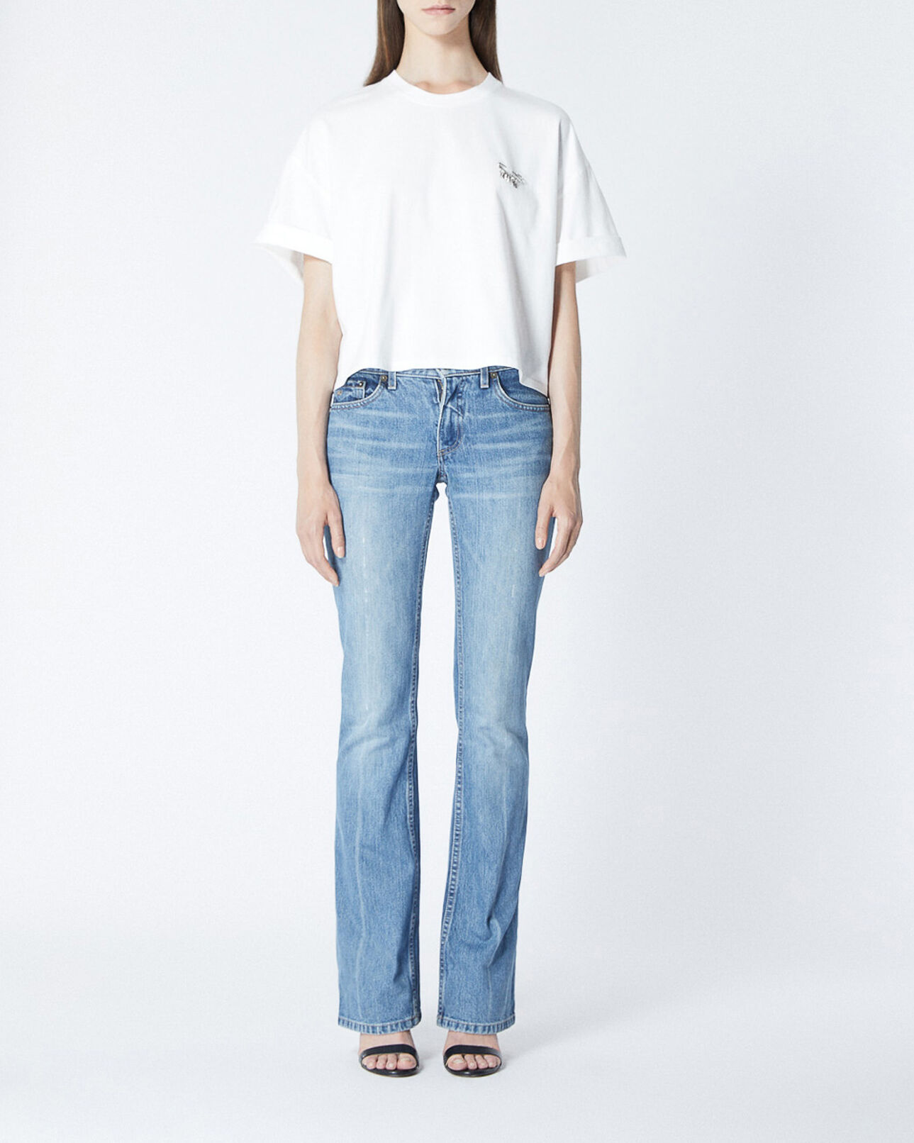 The Kooples FEMME ECRU t-shirt coton écru détail épingle