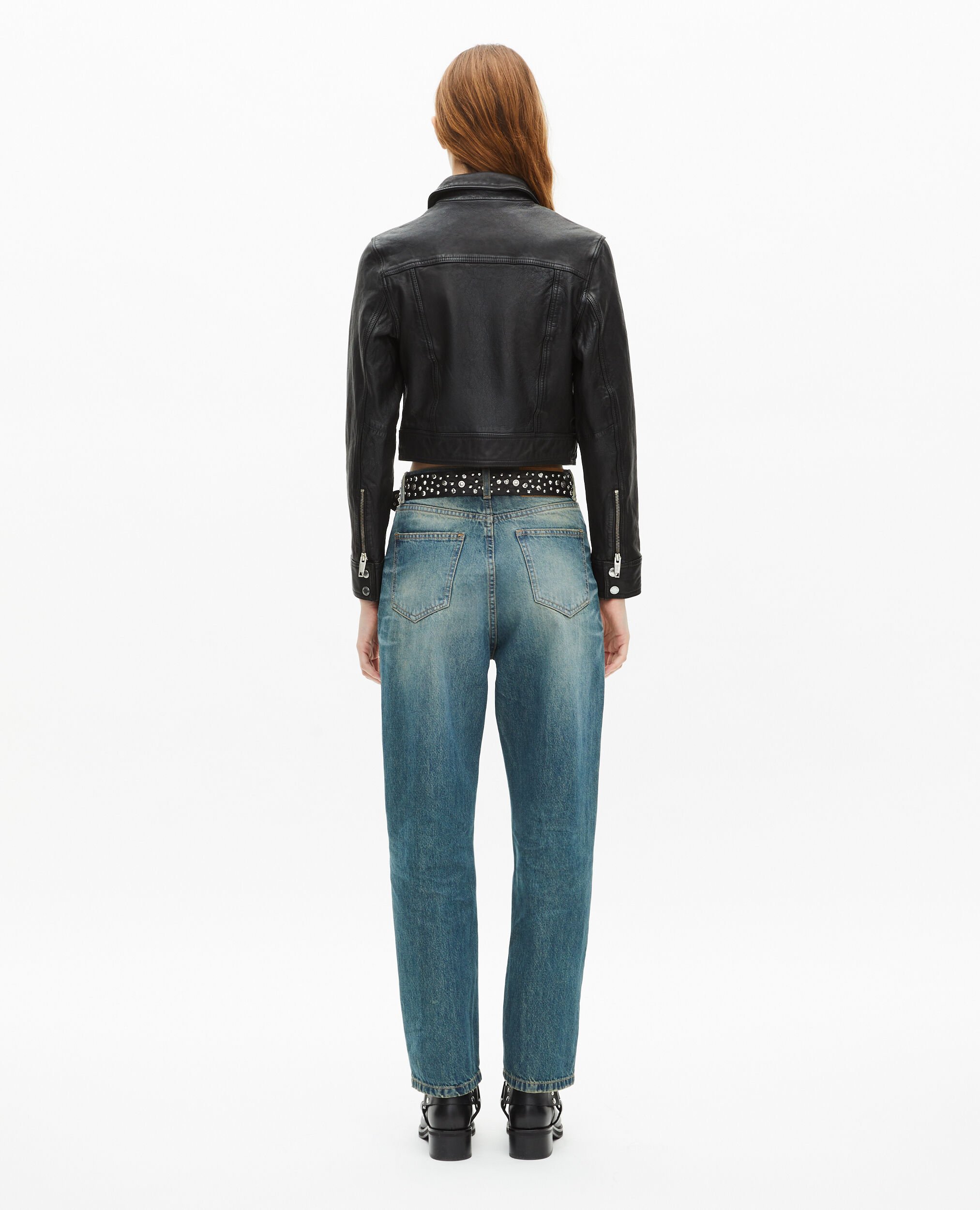 Black leather jacket, BLACK, hi-res image number null
