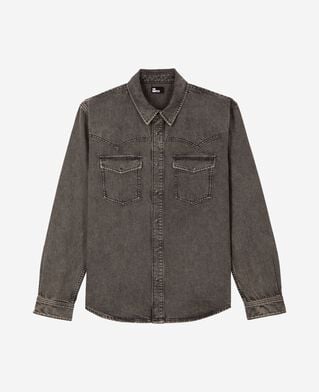 The Kooples MEN DENIM GREY grey denim shirt