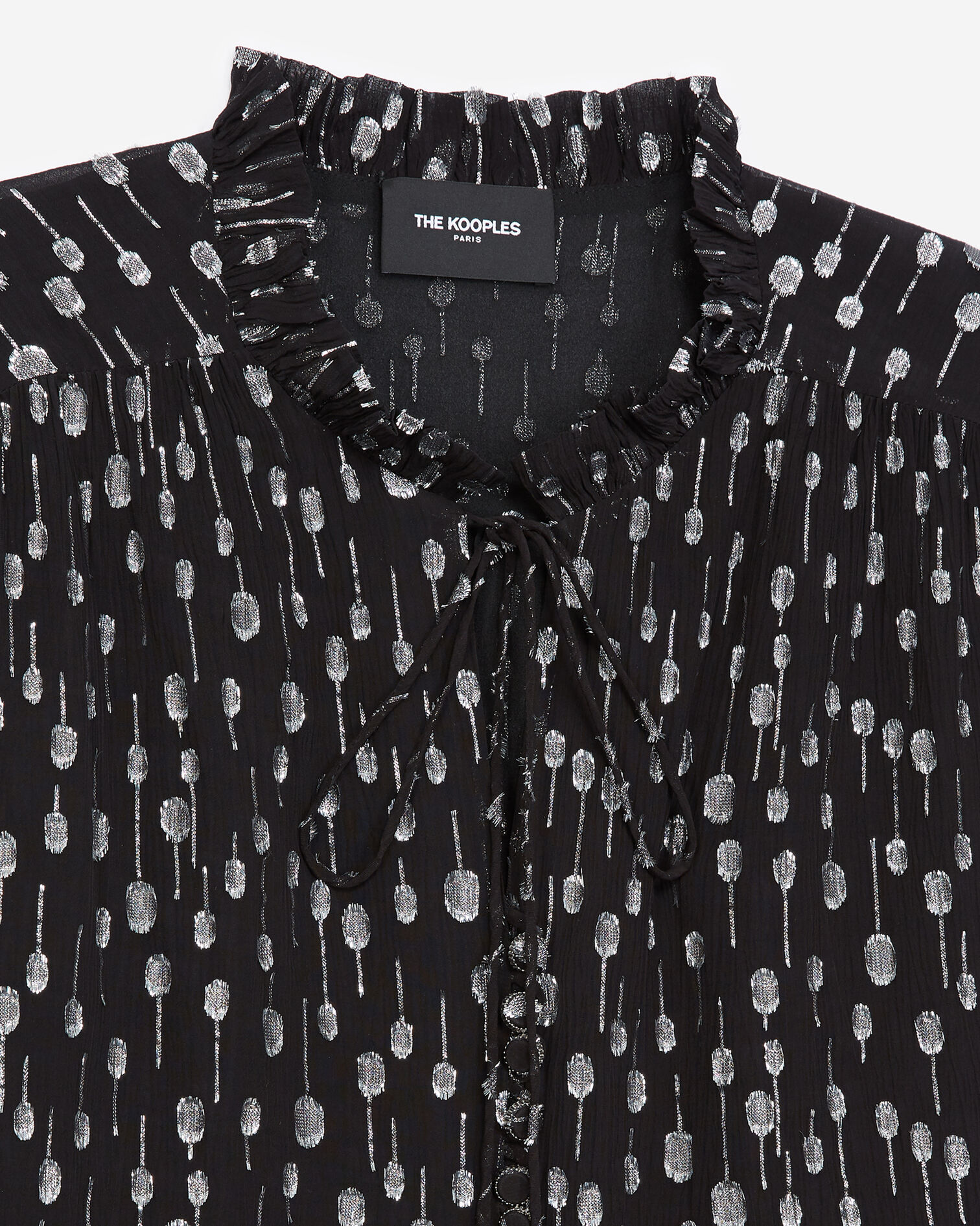 Smart black shirt with silver cuffs, BLACK / SILVER, hi-res image number null