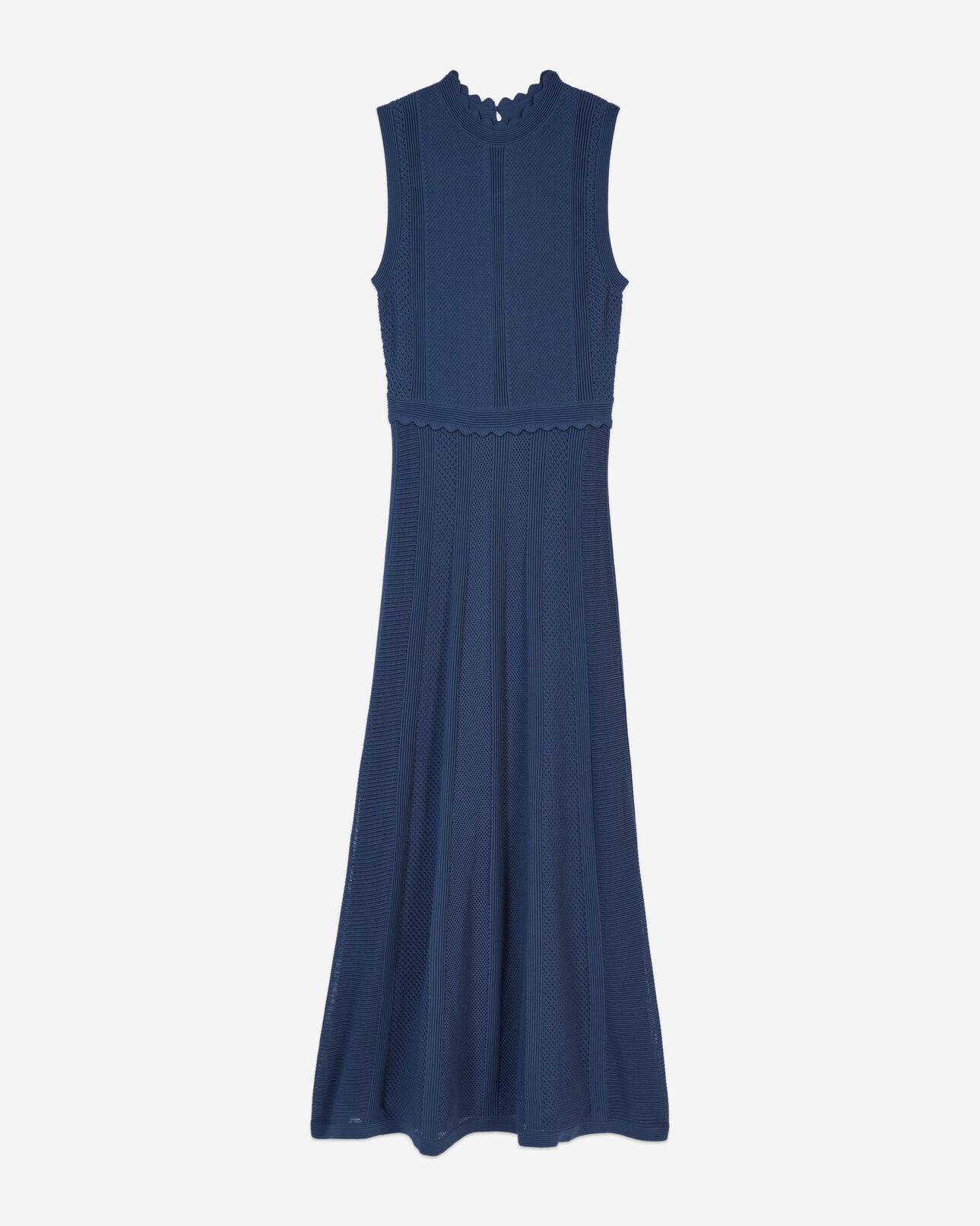 The Kooples MUJER MIDDLE NAVY vestido largo azul rey punto calado