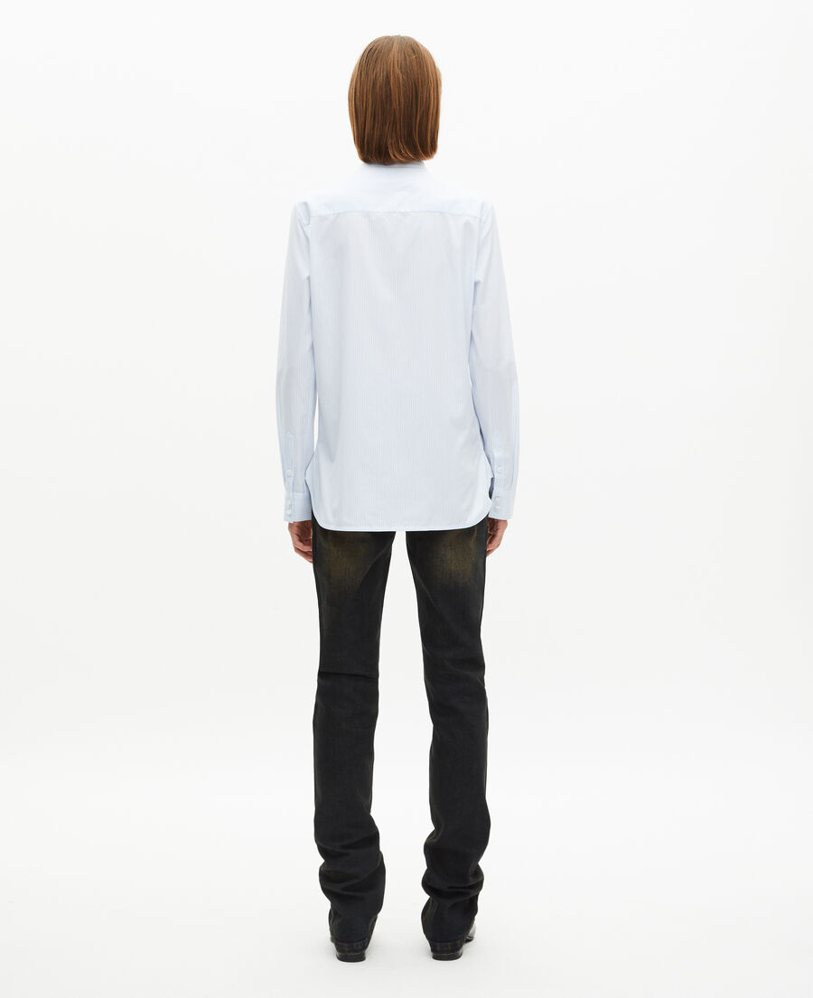 The Kooples WOMEN BLUE WHITE light blue pinstripe shirt
