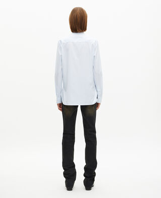 The Kooples WOMEN BLUE WHITE light blue pinstripe shirt