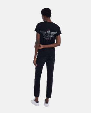 The Kooples WOMEN BLACK WASHED black t-shirt with screen print