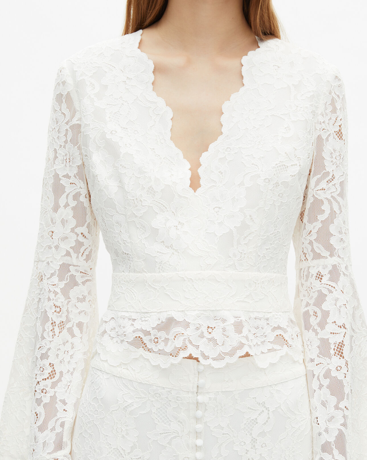 The Kooples FEMME ECRU top en dentelle blanc